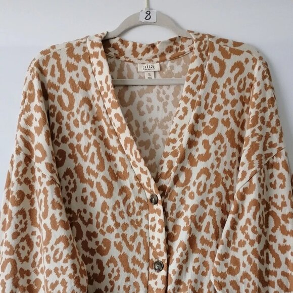 A.N.A. A New Approach Women's Brown-Beige Drop Shoulder Cardigan Sweater Size XL - Picture 2 of 6